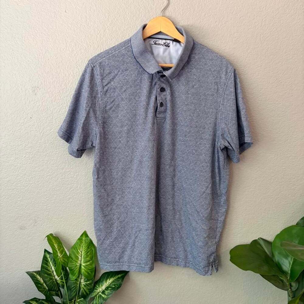 Men's Grey and Blue Polo-shirts